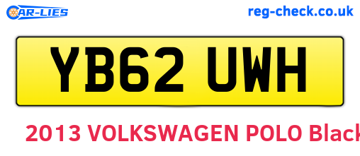 YB62UWH are the vehicle registration plates.