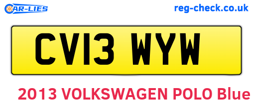 CV13WYW are the vehicle registration plates.