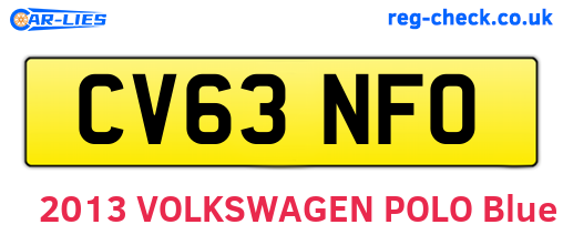 CV63NFO are the vehicle registration plates.