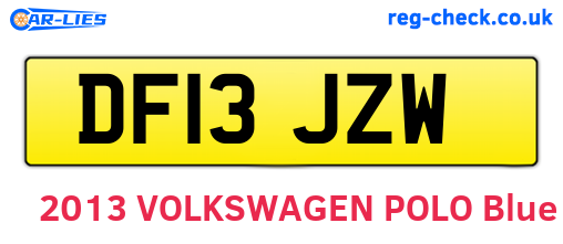 DF13JZW are the vehicle registration plates.