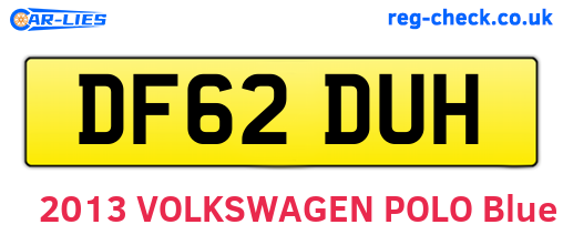 DF62DUH are the vehicle registration plates.