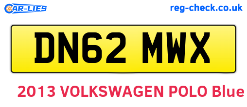 DN62MWX are the vehicle registration plates.