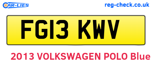 FG13KWV are the vehicle registration plates.