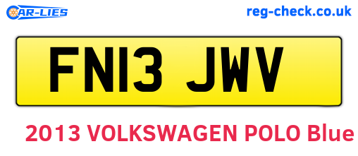 FN13JWV are the vehicle registration plates.