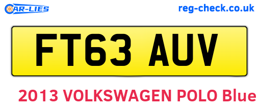 FT63AUV are the vehicle registration plates.