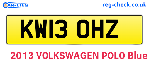 KW13OHZ are the vehicle registration plates.