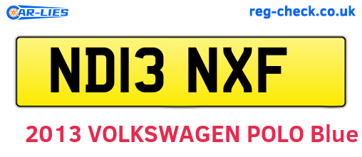 ND13NXF are the vehicle registration plates.
