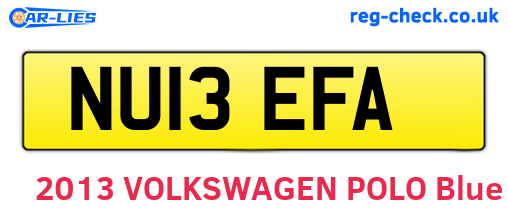 NU13EFA are the vehicle registration plates.