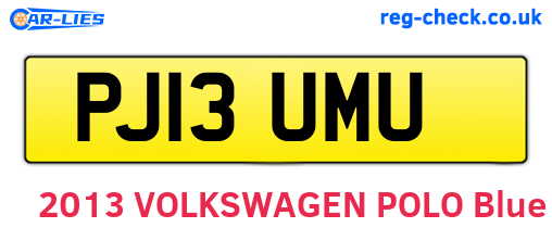 PJ13UMU are the vehicle registration plates.