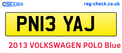 PN13YAJ are the vehicle registration plates.