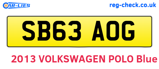 SB63AOG are the vehicle registration plates.