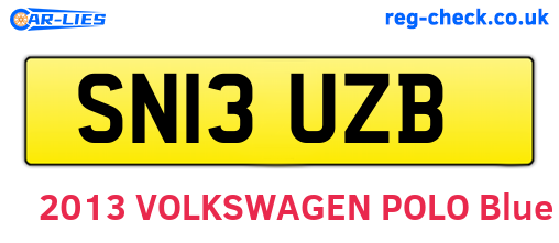 SN13UZB are the vehicle registration plates.