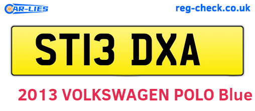 ST13DXA are the vehicle registration plates.