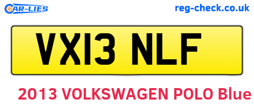 VX13NLF are the vehicle registration plates.
