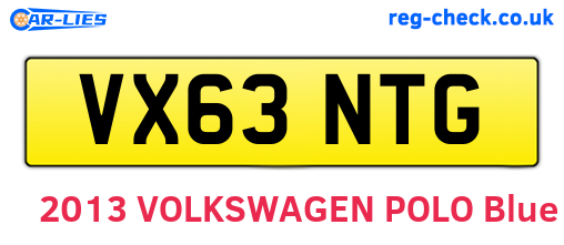 VX63NTG are the vehicle registration plates.