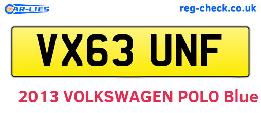 VX63UNF are the vehicle registration plates.