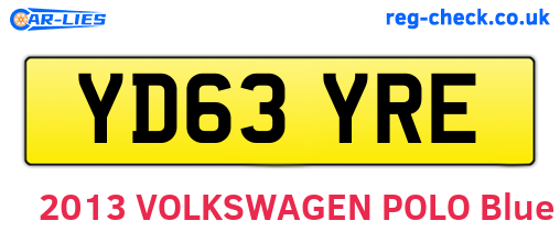 YD63YRE are the vehicle registration plates.