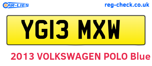 YG13MXW are the vehicle registration plates.