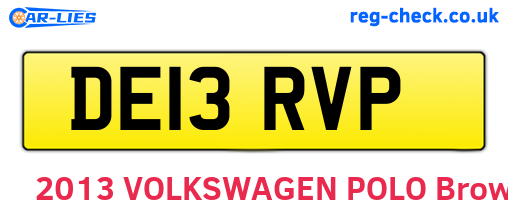 DE13RVP are the vehicle registration plates.