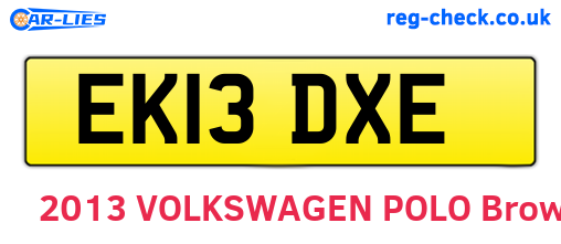 EK13DXE are the vehicle registration plates.