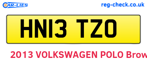 HN13TZO are the vehicle registration plates.