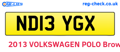 ND13YGX are the vehicle registration plates.