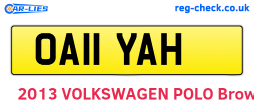 OA11YAH are the vehicle registration plates.