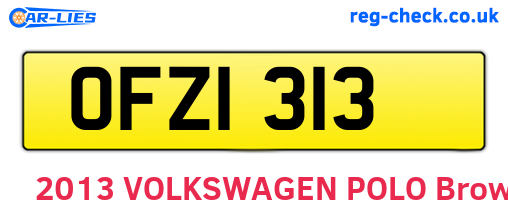 OFZ1313 are the vehicle registration plates.