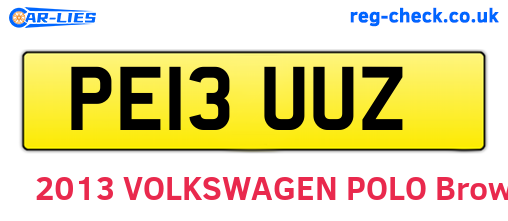 PE13UUZ are the vehicle registration plates.