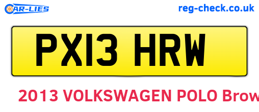 PX13HRW are the vehicle registration plates.