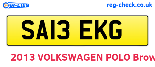 SA13EKG are the vehicle registration plates.