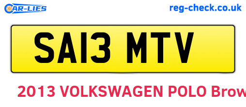 SA13MTV are the vehicle registration plates.