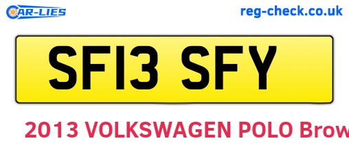SF13SFY are the vehicle registration plates.