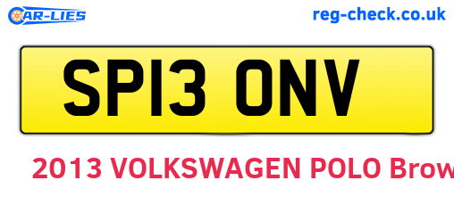 SP13ONV are the vehicle registration plates.
