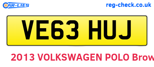 VE63HUJ are the vehicle registration plates.