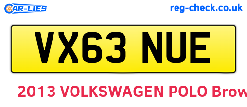 VX63NUE are the vehicle registration plates.