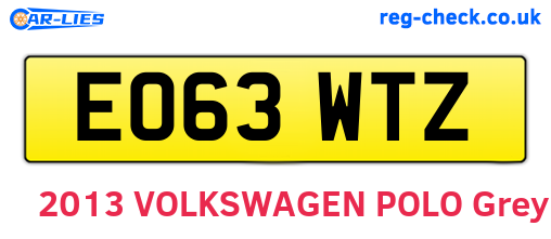 EO63WTZ are the vehicle registration plates.