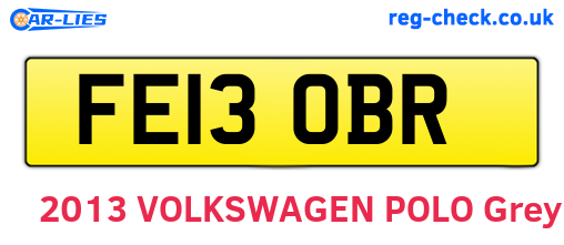FE13OBR are the vehicle registration plates.