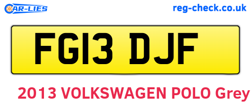 FG13DJF are the vehicle registration plates.