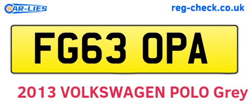 FG63OPA are the vehicle registration plates.