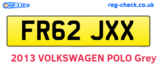 FR62JXX are the vehicle registration plates.
