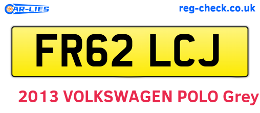 FR62LCJ are the vehicle registration plates.