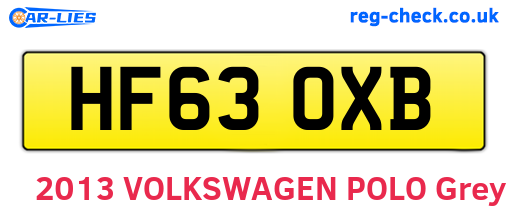 HF63OXB are the vehicle registration plates.