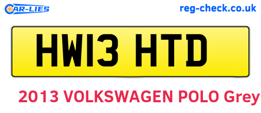 HW13HTD are the vehicle registration plates.