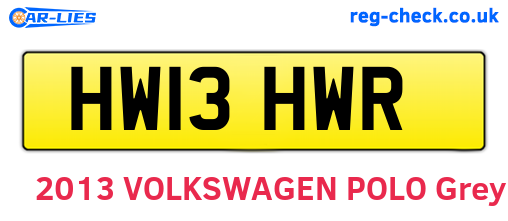 HW13HWR are the vehicle registration plates.