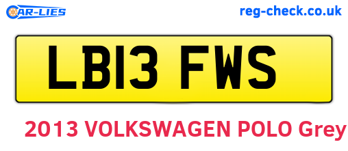 LB13FWS are the vehicle registration plates.