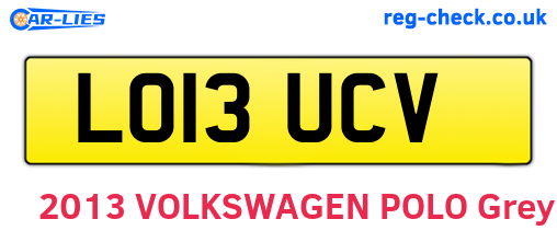 LO13UCV are the vehicle registration plates.
