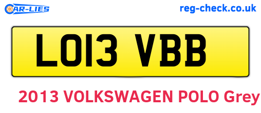 LO13VBB are the vehicle registration plates.