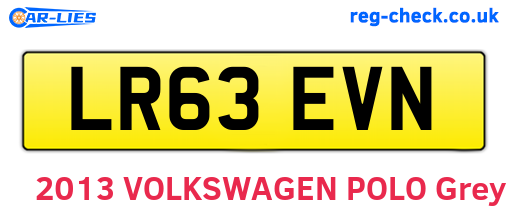LR63EVN are the vehicle registration plates.