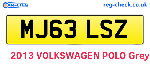 MJ63LSZ are the vehicle registration plates.